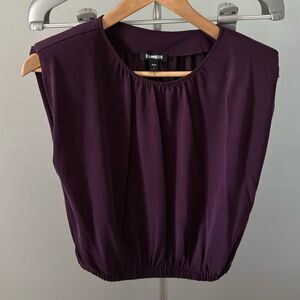 NWT Express Purple suede silk top with shoulder padding Size S